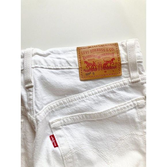 LEVI'S 501S In The Clouds White High Rise Skinny Raw Hem Ankle Jeans, Size 25 - Picture 10 of 15